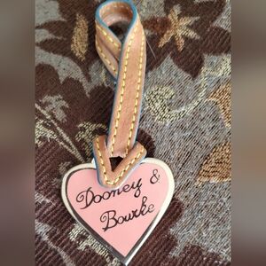 Dooney And Bourke Pink Heart Charm Fob Gold On Leather strap